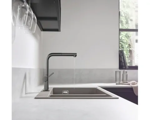 hansgrohe Küchenarmatur mit herausziehbaren Auslauf TALIS M54 brushed black chrom 72809340