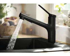 hansgrohe Küchenarmatur mit Handbrause ZESIS M33 schwarz matt 74803670