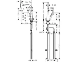hansgrohe Küchenarmatur mit Handbrause METRIS SELECT 240 M71 chrom 73817000