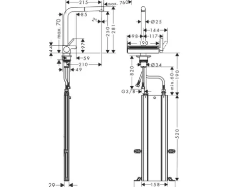 hansgrohe Küchenarmatur mit herausziehbaren Auslauf AQUNO SELECT M81 chrom 73830000