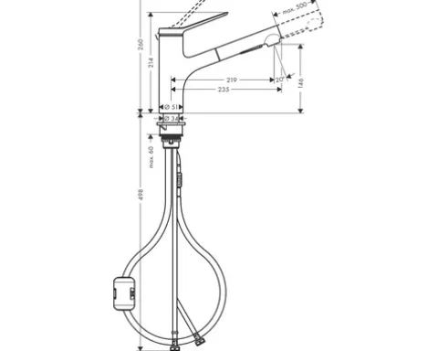 hansgrohe Küchenarmatur mit Handbrause ZESIS M33 chrom 74810000