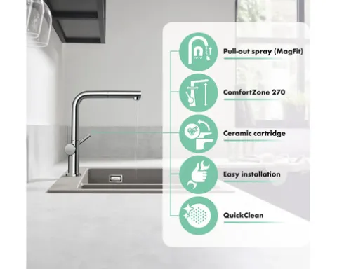 hansgrohe Küchenarmatur mit herausziehbaren Auslauf TALIS M54 chrom 72808000