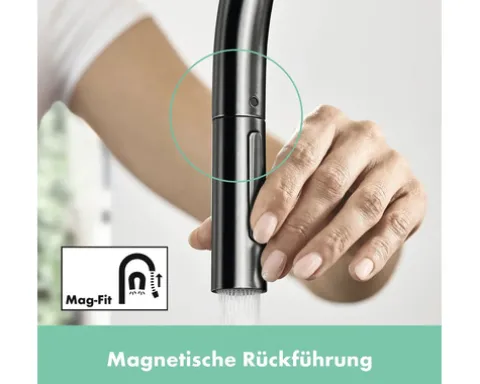 hansgrohe Küchenarmatur mit herausziehbaren Auslauf TALIS M54 brushed black chrom gebürstet 72808340