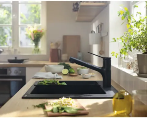 hansgrohe Küchenarmatur mit Handbrause ZESIS M33 schwarz matt 74800670