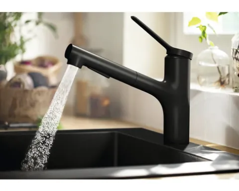 hansgrohe Küchenarmatur mit Handbrause ZESIS M33 schwarz matt 74800670