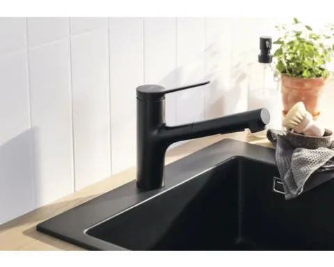hansgrohe Küchenarmatur mit Handbrause ZESIS M33 schwarz matt 74800670