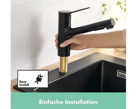 hansgrohe Küchenarmatur mit Handbrause ZESIS M33 schwarz matt 74800670
