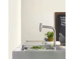 hansgrohe 2-Loch Küchenarmatur mit Handbrause METRIS SELECT 200 M71 chrom 73819000