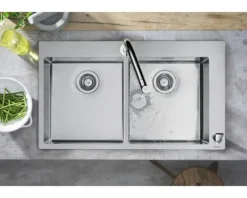 hansgrohe 2-Loch Küchenarmatur mit Handbrause METRIS SELECT 200 M71 chrom 73819000