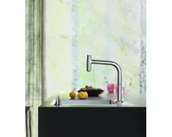 hansgrohe 2-Loch Küchenarmatur mit Handbrause METRIS SELECT 200 M71 chrom 73819000