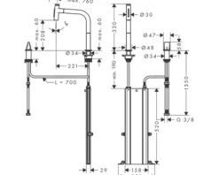 hansgrohe 2-Loch Küchenarmatur mit Handbrause METRIS SELECT 200 M71 chrom 73818000