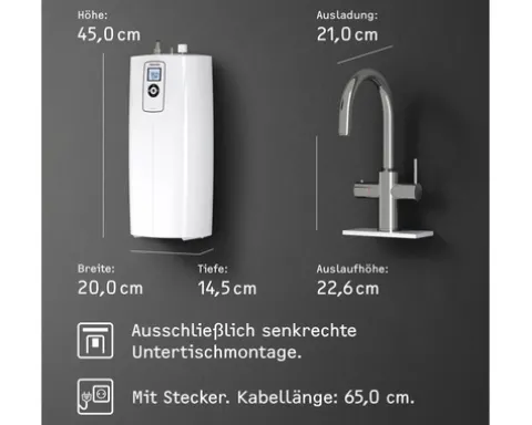 Heißwasserautomat Stiebel Eltron HOT 2.6 N Premium 3 in 1 b Untertisch 2,6 Liter mit Küchenarmatur edelstahloptik gebürstet