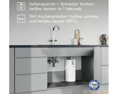 Heißwasserautomat Stiebel Eltron HOT 2.6 N Premium 3 in 1 b Untertisch 2,6 Liter mit Küchenarmatur edelstahloptik gebürstet