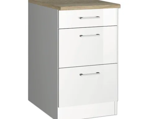 Held Möbel Auszugunterschrank Mailand BxTxH 50 x 60 x 85 cm weiß hochglanz zerlegt 435.0459