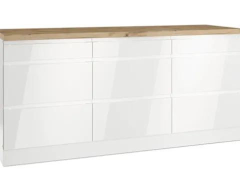 Held Möbel Auszugunterschrank Kiel BxTxH 180 x 60 x 86 cm weiß hochglanz zerlegt 466.1.6341