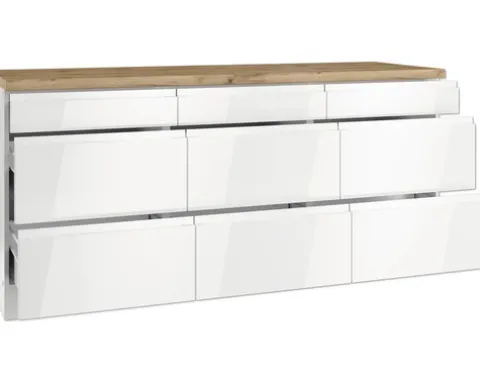 Held Möbel Auszugunterschrank Kiel BxTxH 180 x 60 x 86 cm weiß hochglanz zerlegt 466.1.6341
