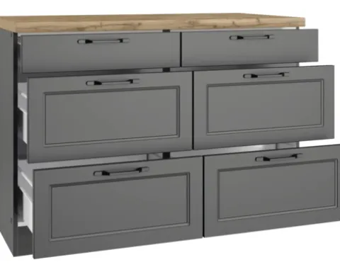 Held Möbel Auszugunterschrank Lübeck BxTxH 120 x 60 x 86 cm grau matt zerlegt 465.1.6331