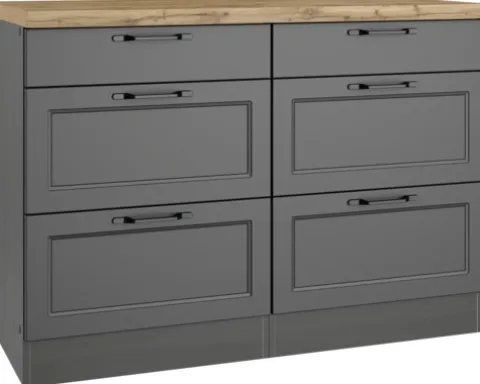 Held Möbel Auszugunterschrank Lübeck BxTxH 120 x 60 x 86 cm grau matt zerlegt 465.1.6331