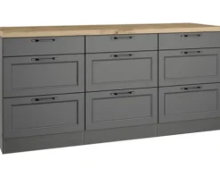 Held Möbel Auszugunterschrank Lübeck BxTxH 180 x 60 x 86 cm grau matt zerlegt 466.1.6331