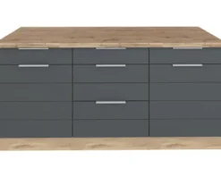 Held Möbel Auszugunterschrank Florenz BxTxH 180 x 60 x 82 cm grau matt zerlegt Anschlag reversibel 467.1.6293
