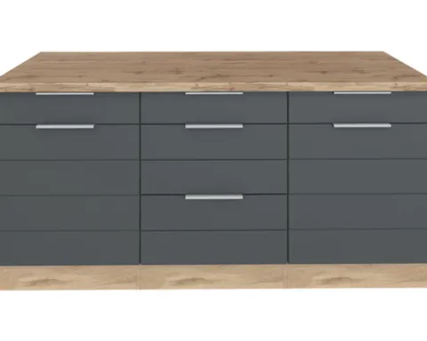 Held Möbel Auszugunterschrank Florenz BxTxH 180 x 60 x 82 cm grau matt zerlegt Anschlag reversibel 467.1.6293