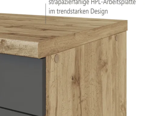 Held Möbel Auszugunterschrank Florenz BxTxH 180 x 60 x 82 cm grau matt zerlegt Anschlag reversibel 467.1.6293