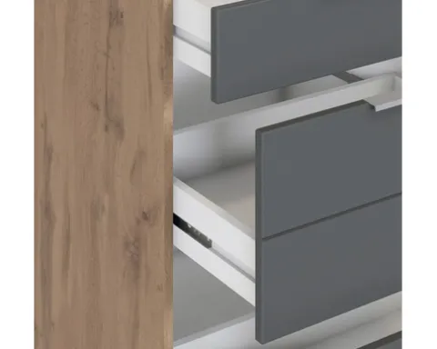 Held Möbel Auszugunterschrank Florenz BxTxH 180 x 60 x 82 cm grau matt zerlegt Anschlag reversibel 467.1.6293