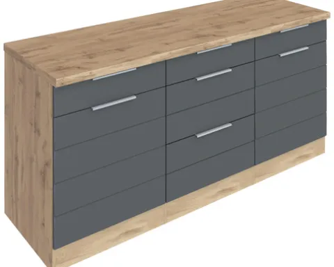Held Möbel Auszugunterschrank Florenz BxTxH 180 x 60 x 82 cm grau matt zerlegt Anschlag reversibel 467.1.6293