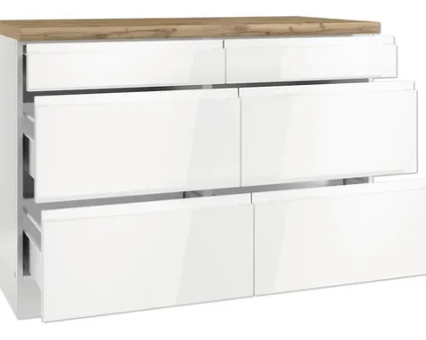 Held Möbel Auszugunterschrank Kiel BxTxH 120 x 60 x 86 cm weiß hochglanz zerlegt 465.1.6341