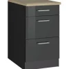 Held Möbel Auszugunterschrank Mailand BxTxH 50 x 60 x 85 cm grau hochglanz zerlegt 435.1.6211