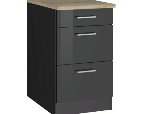 Held Möbel Auszugunterschrank Mailand BxTxH 50 x 60 x 85 cm grau hochglanz zerlegt 435.1.6211