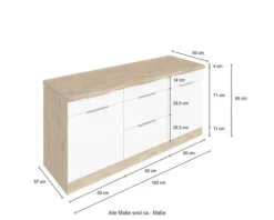 Held Möbel Auszugunterschrank Florenz BxTxH 180 x 60 x 82 cm weiß matt zerlegt Anschlag reversibel 467.1.6291