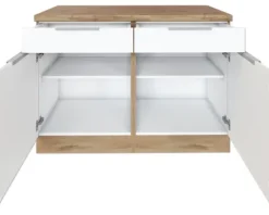Held Möbel Auszugunterschrank Florenz BxTxH 120 x 60 x 82 cm weiß matt zerlegt Anschlag reversibel 463.1.6291
