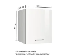 Held Möbel Hängeschrank Mailand BxTxH 50 x 34 x 57 cm weiß hochglanz zerlegt Anschlag reversibel 303.6210