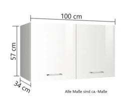 Held Möbel Hängeschrank Mailand BxTxH 100 x 34 x 57 cm grau hochglanz zerlegt 310.6211