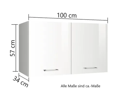Held Möbel Hängeschrank Mailand BxTxH 100 x 34 x 57 cm grau hochglanz zerlegt 310.6211