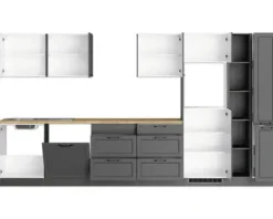 Held Möbel Küchenzeile ohne Geräte Lübeck 360 cm grau matt zerlegt Variante reversibel 1115.6331