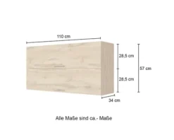 Held Möbel Klapphängeschrank Sorrento BxTxH 110 x 34 x 57 cm eiche hell matt zerlegt Anschlag reversibel 353.6272