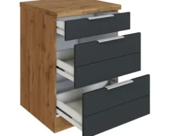 Held Möbel Schubladenunterschrank Florenz BxTxH 60 x 60 x 82 cm grau matt zerlegt Anschlag reversibel 451.2.6293