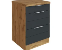 Held Möbel Schubladenunterschrank Florenz BxTxH 60 x 60 x 82 cm grau matt zerlegt Anschlag reversibel 451.2.6293