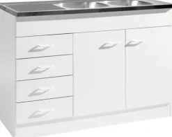 Held Möbel Spülenschrank inkl Spüle Keine BxTxH 120 x 60 x 85 cm weiß matt zerlegt 956.8001