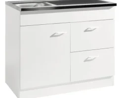 Held Möbel Spülenschrank inkl Spüle Keine BxTxH 100 x 60 x 85 cm weiß matt zerlegt 954.8001
