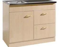Held Möbel Spülenschrank inkl Spüle Keine BxTxH 100 x 60 x 85 cm buche matt zerlegt Anschlag reversibel 954.8002