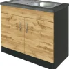 Held Möbel Spülenschrank inkl Spüle Sorrento BxTxH 100 x 60 x 86 cm eiche hell matt zerlegt Anschlag reversibel 476.6282
