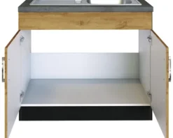 Held Möbel Spülenschrank inkl Spüle Sorrento BxTxH 100 x 60 x 86 cm eiche hell matt zerlegt Anschlag reversibel 476.6282