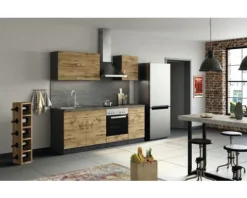 Held Möbel Spülenschrank inkl Spüle Sorrento BxTxH 100 x 60 x 86 cm eiche hell matt zerlegt Anschlag reversibel 476.6282