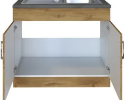 Held Möbel Spülenschrank inkl Spüle Sorrento BxTxH 100 x 60 x 86 cm eiche hell matt zerlegt Anschlag reversibel 476.6281