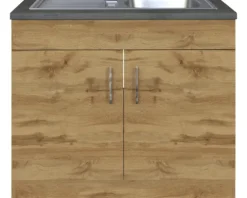 Held Möbel Spülenschrank inkl Spüle Sorrento BxTxH 100 x 60 x 86 cm eiche hell matt zerlegt Anschlag reversibel 476.6281