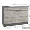 Held Möbel Spülenschrank inkl Spüle PISA BxTxH 120 x 60 x 86 cm wildeiche matt zerlegt Anschlag reversibel 665.6310