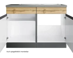 Held Möbel Spülenschrank inkl Spüle PISA BxTxH 120 x 60 x 86 cm wildeiche matt zerlegt Anschlag reversibel 665.6310